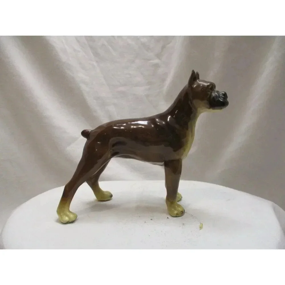 Boxer dog figurine enamel overcast metal Dog love canine‎ animal brown
